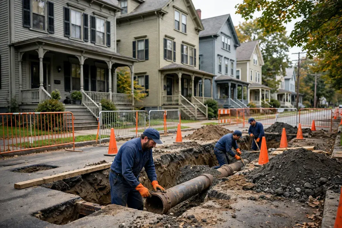 Older, denser neighborhoods — illustration of conditions relevant to sewer work in Hartford